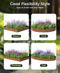 Cor-Ten Garden Edging Border Set, 6 Pack 5.5 Inch Tall by 40 Inch Long Panels in square, circle, rectangle, oval shapes