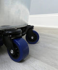 Close-up of Tri Dolly 250 Lb Capacity 360 Degree Swivel Furniture Moving Dolly with blue TPU wheels and sealed ball bearings.