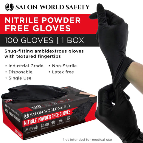 Black Nitrile Disposable Gloves 5 Mil Thick Textured Latex Free Food Safe 3 Boxes of 100 Size Large Heavy Duty Grip for Work Kitchen Lab Cleaning