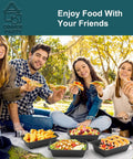 Group of friends enjoying picnic with food in 50 Pack Extra Thick Meal Prep Containers With Lids For Easy Portion Control