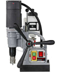 Heavy Duty Magnetic Drill Press With A Kickin 8.2 Amp Motor And 1 3/16 Inch Annular Cutting Range, close-up of the controls and motor.