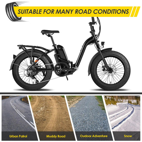 14x2.125 Tire And Tube Set 57-254 E Bike Replacement For Folding E Bikes Electric Scooters And Kids Bikes With Non Slip Grippy Tread For All Weather Traction And Puncture Resistant Design With Inner Tube Included, black tire on folding e-bike