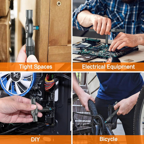 Using 34 In 1 Magnetic Screwdriver Set With Ratcheting Handle on furniture, electronics, computer, and bike repair