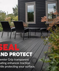 Pro Plus Non Slip Concrete Sealer Delivers Kickass Traction And Zero Sweat Maintenance, 4 Pack Clear Matte Protectant Shield For Driveways Patios And Garage Floors on a patio.
