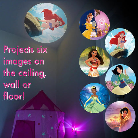 LED Kids Night Light With Projector And Dusk To Dawn Sensor Projects Six Princess Images Belle Jasmine Ariel Moana Tiana And Mulan