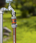 5/8 Inch Faucet End Hose Repair Quick Connector With Water Stop connected to garden tap and hose