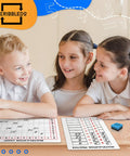 Children using Two Pack Dry Erase Math Boards For Multiplication And Division With Charts, Kid Friendly Whiteboards For Classroom.