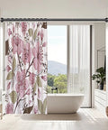 Modern bathroom with No Drill Tension Shower Curtain Rod 34 To 82 Inches, Non Slip And Rust Proof Stainless Steel, Easy Tool Free Install, Matte Black
