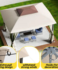 Outdoor Patio Gazebo 10 By 13 Heavy Duty Steel Frame With Mosquito Netting And Double Roof Canopy Tent Shelter setup on patio