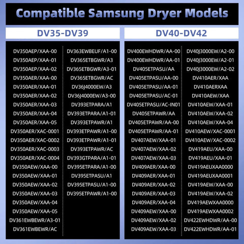 List of Samsung dryer models compatible with Upgraded DC47-00019A Dryer Heating Element Replacement for a Ton of Front Load Dryers With 95 Percent NickelChromium Wire for Even Heat