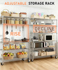 Heavy Duty Wire Shelving Unit 82 Inches Tall Featuring Adjustable Steel Racks That Split Into Independent Multi Tier Storage Organizers No Sweat Assembly For Garage Or Basement with food and kitchen items.