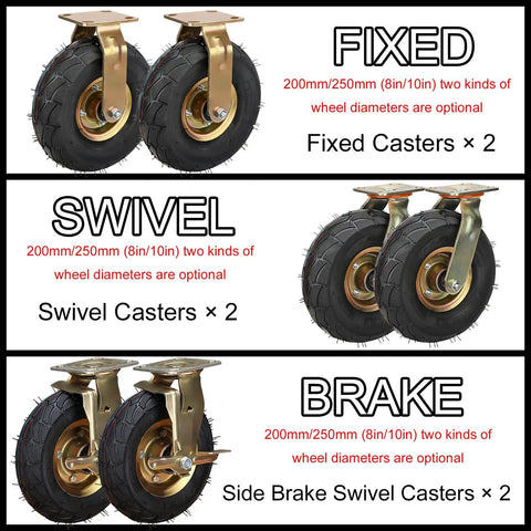 Heavy Duty Swivel Caster Wheels 2 Pack Built Tough With Smooth Riding Rubber Tires And Secure Lock Brakes on a display.
