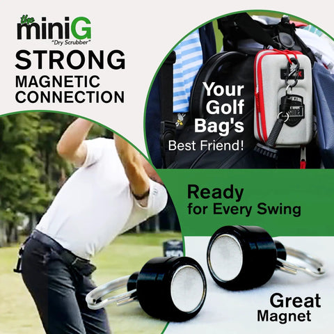 Mini Golf Brush With Detachable Magnet And Heavy Duty Nylon Bristles For Quick Clubface And Groove Cleaning On The Go Dry Scrubber Golf Accessory With 3 Year Warranty Used On Pro Tours attached to golf bag