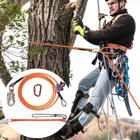 Heavy Duty Steel Core Arborist Flipline Half Inch By Twelve Foot Tree Climbing Rope With Alloy Steel Snap Hook