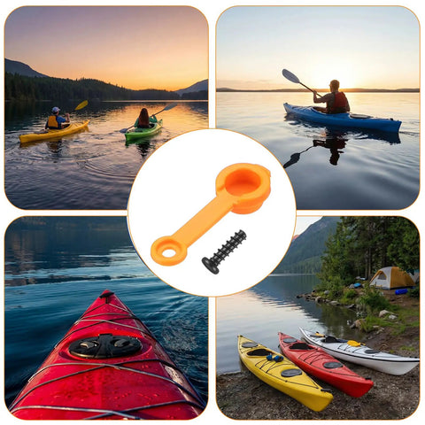 Four Pack Orange Silicone Kayak Plugs With Screws Drain Plug Kit For Canoes And Kayaks Easy Seal Waterproof Hardware image