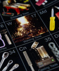 Close-up of Periodic Table Of Tools Poster For Mechanics And Makers showing varied tools like wrenches and drivers, 36x20 inch art