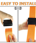 Silicone Zipline Brake Stopper For Slackline And Backyard Zipline Braking System installation on orange rope.