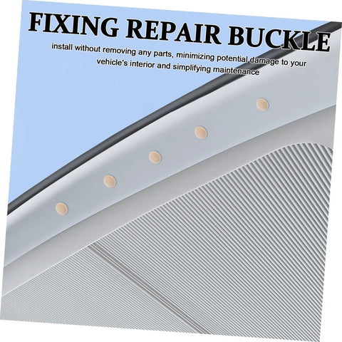 Beige Car Roof Headliner Repair Kit With Easy Install Snap Rivets Interior Ceiling Fix That Blends Perfectly Sagging Headliner Repair Made Simple Seamless Look For Your Ride product close-up showing rivets installed on car ceiling.