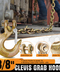 Three Eighths Inch Clevis Slip Hook With Safety Latch Grade 70 Tow Hook For Winches And Trailers, close-up of latch and hook in use