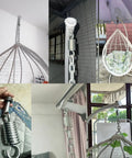 Egg Chair Hanging Spring Replacement Kit with pin and bearing installed on various egg swing chairs, heavy duty carbon steel.