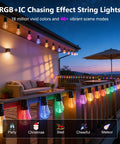 Outdoor String Lights 150Ft RGB IC Dimmable Shatterproof LED Bulbs IP67 Waterproof DreamColor Patio Strip Lights For Backyard
