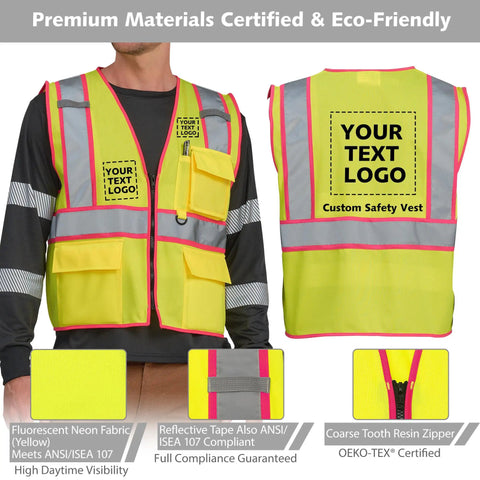 Extra Large Pink Hi Vis Safety Vest For Women Featuring Wide Reflective Tape Boss Level Day And Night Visibility Straight Up Secure Workwear For Roadside Teams And Sites with pockets and logo.