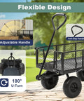 Beefy Heavy Duty Garden Wagon Cart With 880 Lb Capacity And All Terrain Solid Wheels 10 Inch Tires 180 Degree Handle Removable Sides