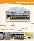 400W 36V power supply for 3 Axis Nema23 Stepper Motor Kit Beefed Up 425oz In Torque 3A 112mm Hybrid Motors DM556S Driver 4 Axis USB Mach3