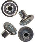 Top Shelf 5/16 Inch T55 Torx Barrel Nuts 4 Pack Zinc Coated Dome Cap Cam Lock Fasteners viewed from multiple angles.