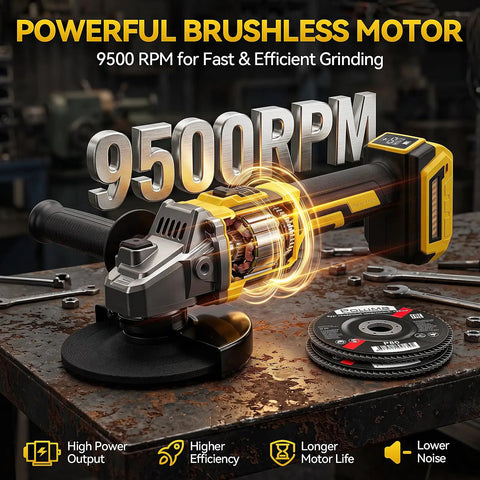 Tough As Nails Cordless Angle Grinder Compatible With 20V Batteries For Aggressive Metal Cutting And Slick Grinding Heavy Duty Power Tool Job Site Beast Tool Only Ready, showcasing a powerful brushless motor.
