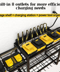 Power Tool Organizer Wall Mount With Charging Station And Heavy-Duty Surge Protection, 10-Tier Tool Rack Holds 400 Lbs with chargers