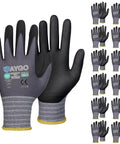 MicroFoam Nitrile Coated Safety Work Gloves With 3D Seamless Knit Nylon Grippy For Superior Dexterity Large Gray