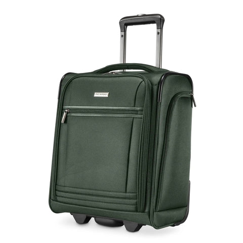Underseat Carry-On Luggage With 28L Capacity, Sustainable Travel Bag Made From Recycled RPET, Compact 16-Inch Wheel-On Suitcase, Juniper Green