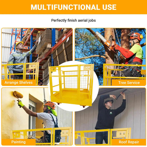 Killer Heavy Duty Forklift Safety Cage With 1400 lbs Capacity And Kickass Steel Man Basket Including Secure Harness Dual Grip Platform And No Hassle Design For Roofing Painting Or Garage Jobs