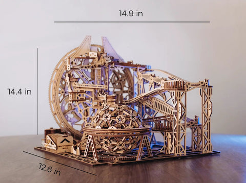 Electric Motorized Wooden Marble Run Kit For Adults A Dope 3D Puzzle That You Build Yourself Big 15 By 14 Inch Roller Coaster Model