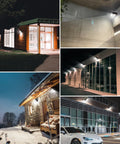 Outdoor scenes illuminated by 40W Rotatable LED Wall Pack Light With 5000K Daylight Output, IP65 weatherproof for various spaces