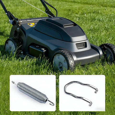 Top Rated Deck Idler Tension Anchor Fitting For Mowers To Stop Slippage Boost Cutting Efficiency And Keep Your Blade Spinning Smooth With Durable Metal Spring For Tough Jobs with mower and metal spring on grass.