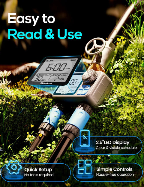 Easy setup Dual Zone Sprinkler Timer For Garden And Lawn With 2 Brass Inlets Programmable Irrigation Controller Rain Delay