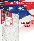 MERV 11 Pleated Air Filter 18x24x1 Four Pack For Your Home HVAC Systems With Electrostatic Pleated Design product image with USA flag background.