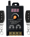 Universal Motor Speed Controller For 12V To 60V Systems With 12A Max Includes 2 Remote Controls DIY Ready Perfect For Motors LEDs And Fans 433MHz Wireless RF Switch Compact 100x50x36mm Receiver For Tight Spaces, black plastic with two remotes