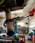 Exhaust Pipe Cutter For Three Quarters To Three And A Quarter Inch Tubing, One-Handed Chain Tailpipe Cutter For On-Vehicle Repairs, Heavy-Duty Cutting Tool For Mufflers, PVC And Copper Pipes In Tight Or Cramped Spaces, on rusty exhaust pipe