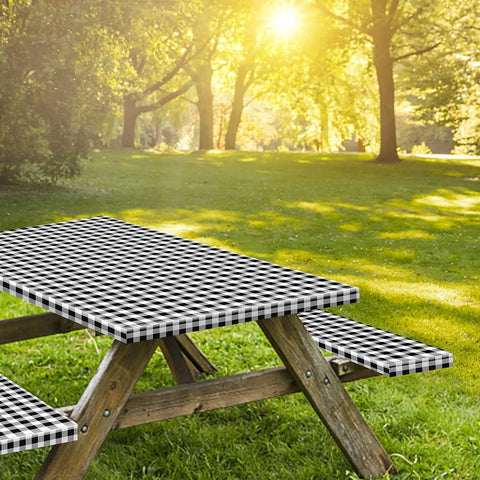 Six Foot Picnic Table And Bench Cover Set Waterproof Windproof Elastic Tablecloth Fits 72 By 30 Inches Tables And 12 By 72 Inches Benches