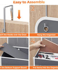 Installation steps for Five Tier Over The Door Organizer With Mesh Pockets For Grab And Go Closet Bathroom And Bedroom Storage