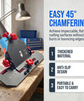 45 Degree Tile Chamfer Jig For 4.5 Inch And 5 Inch Angle Grinders Built Tough Bevel Cutting Tool For Precise Burr Free Tile Edges Easy Tiling Finish Includes Gloves, thickened anti-slip clamp-on jig