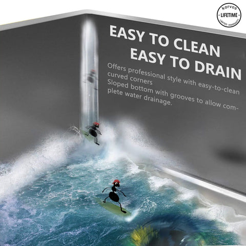 Undermount Workstation Sink 24 Inch 16 Gauge SUS304 Stainless Steel Single Bowl Bar Kitchen Sink With Bamboo Cutting Board And Accessories Rust Resistant And Easy To Clean Pro Grade Kitchen Upgrade displayed with drainage and cleaning illustration.