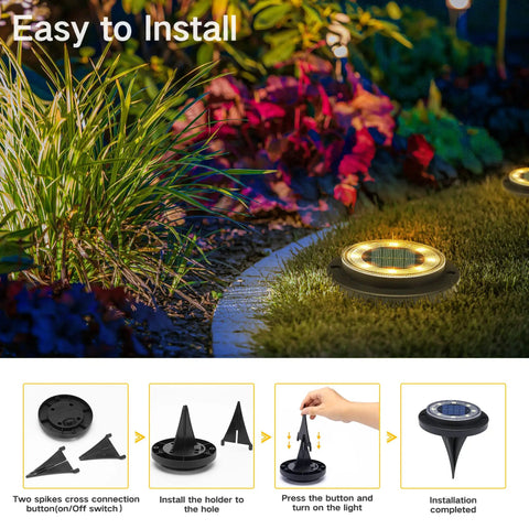 Easy installation of Solar Ground Lights Waterproof IP68 12 Pack Dual Purpose Outdoor Lights For Garden Patio Yard Pathway