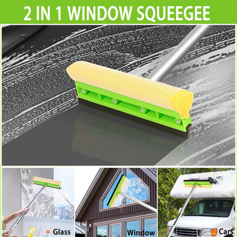 2 in 1 window squeegee and scrubber for glass and vehicles cleaning