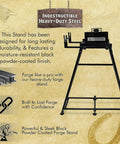 Propane Forge Stand For Single Burner Blacksmith Kits with indestructible steel sign and black powder-coated finish