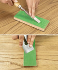 Pro Grade Leather Strop Kit 8x3 Inch Cowhide Strop Block With 2 Oz Green Polishing Compound And Angle Guide for sharpening.