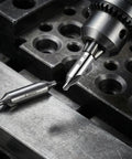 Top Shelf 7 Piece Center Drill Bit Set With 60 Degree Premium Carbon Steel Points For Dead On Precision Lathes Metal Fab And Wood Turnery Solid Grip Tool Kit 1.0 To 5.0 Mm Sizing showing a precision center drill bit measuring 4.0mm.